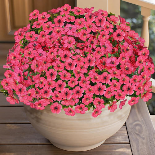 14 Bundles Artificial Flowers UV Resistant for Patio Outdoors Fake Faux Silk Pla